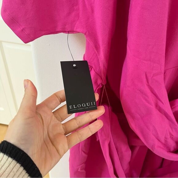 ELOQUII Liberty Cross Front Dress in Pink 24 NWT - Picture 6 of 10